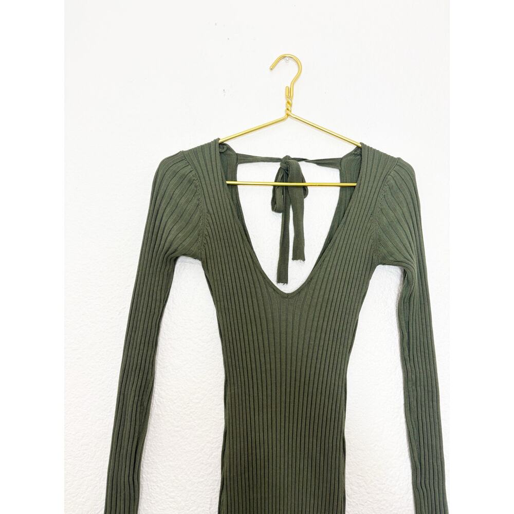Revolve NBD Bekah Green Ribbed Midi Dress Size Small Bodycon Stretch Knit - Picture 4 of 12